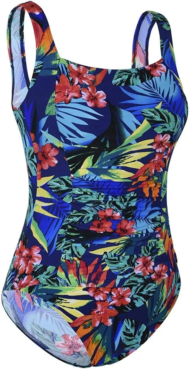 Firpearl Women's Black One Piece Bathing Suit Ruched Tummy Control Swimsuit