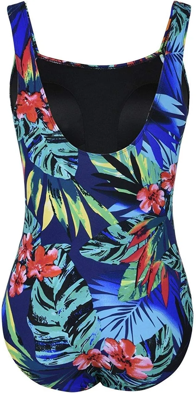 Firpearl Women's Black One Piece Bathing Suit Ruched Tummy Control Swimsuit