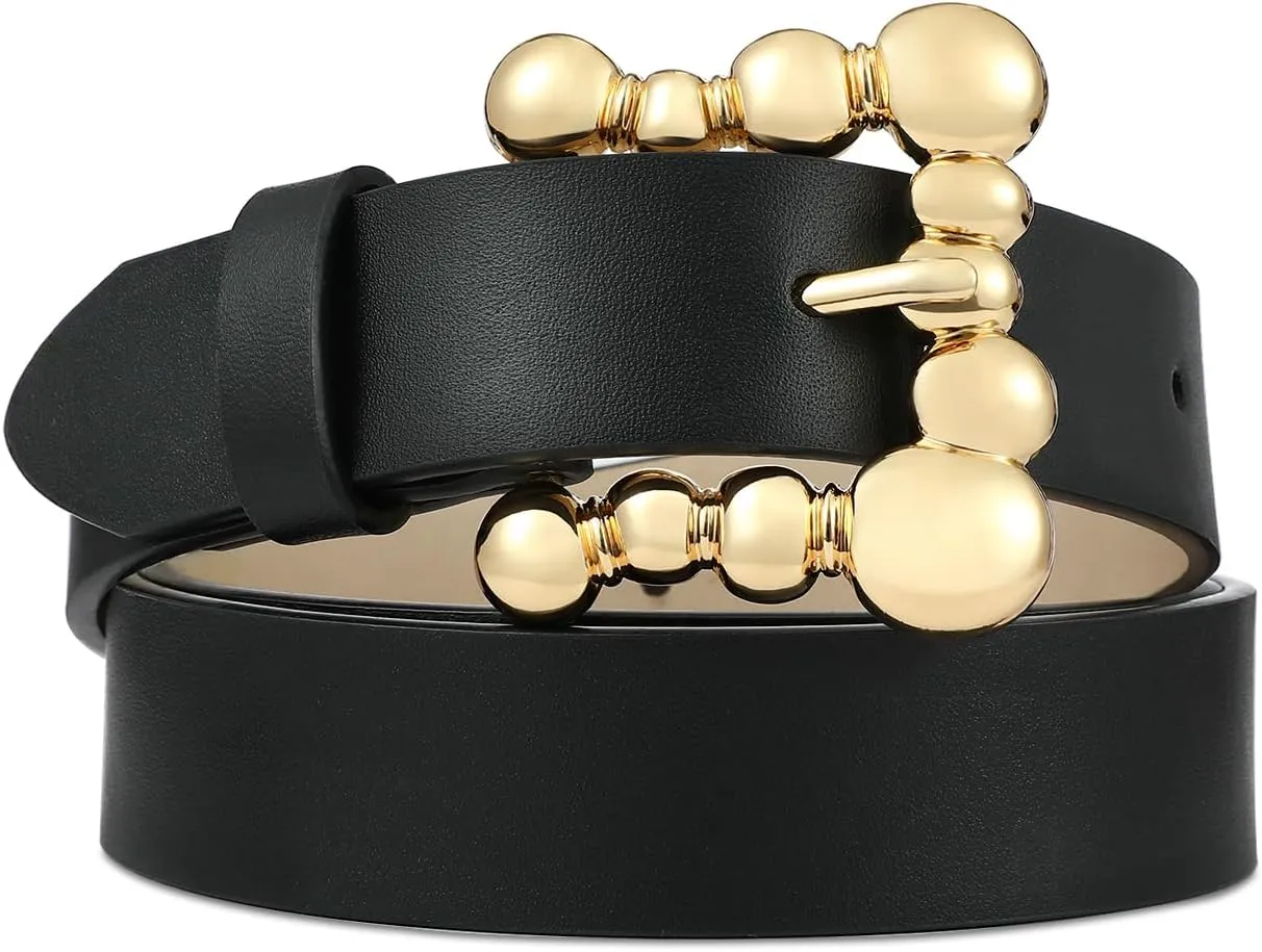 Genuine Leather Belt for Women Burgundy Leather With Gold Metal Buckle Luxury Casual Fashion Belts for Jeans Dresses