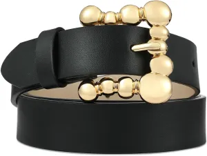 Genuine Leather Belt for Women Burgundy Leather With Gold Metal Buckle Luxury Casual Fashion Belts for Jeans Dresses