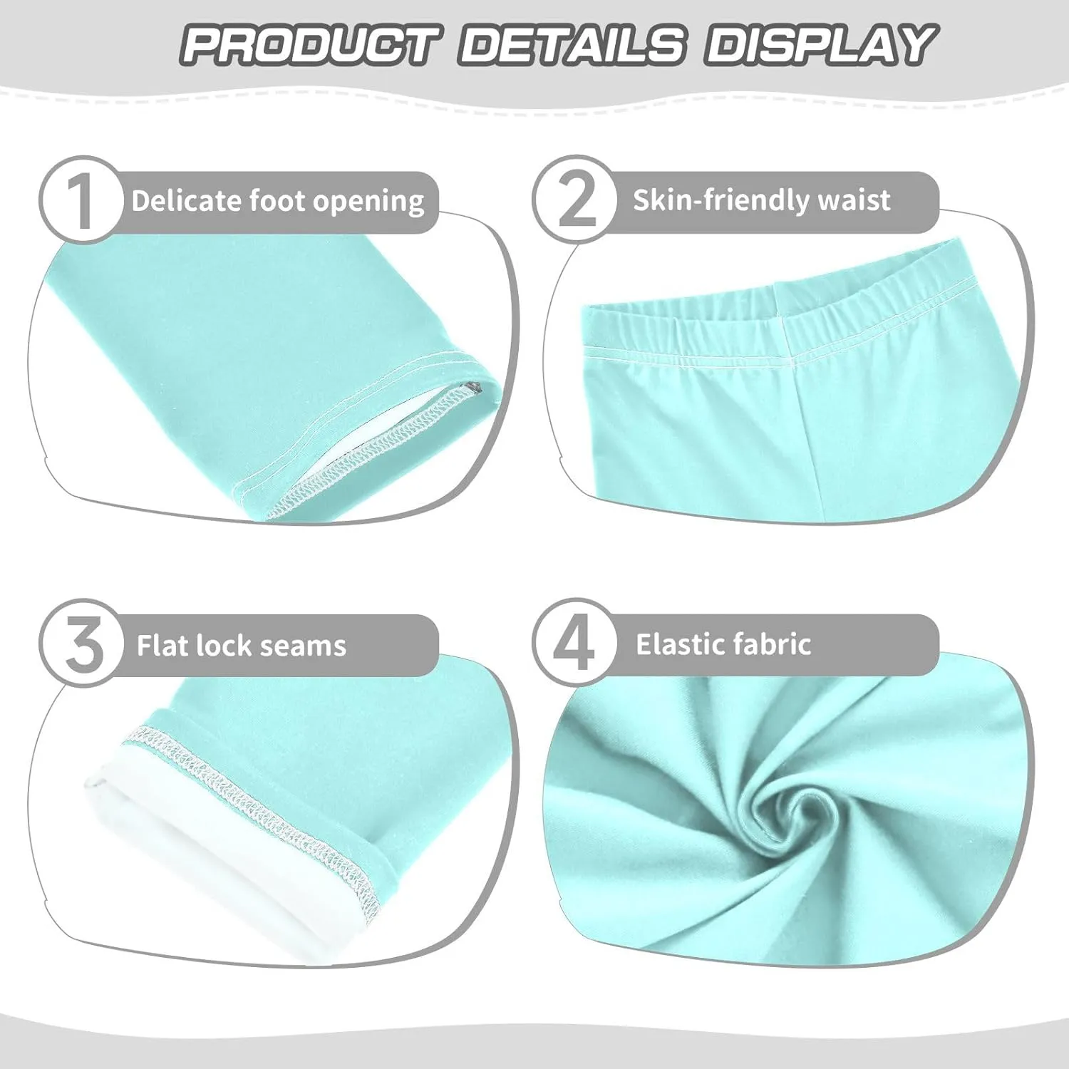 Girls' Leggings Light Cyan Toddler Kids Stretch Yoga Pants Tights Dance Athletic Long Pants 6T