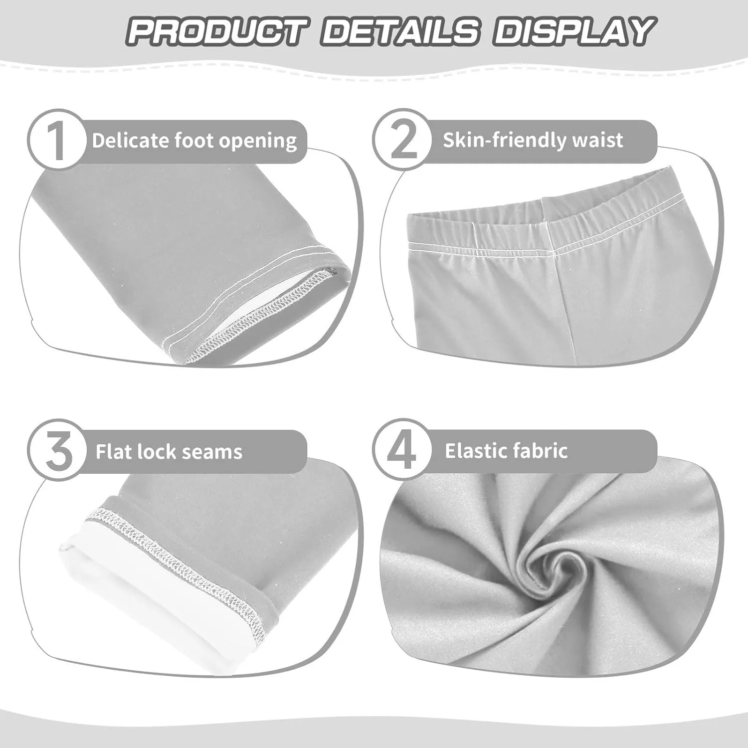Girls' Leggings Light Grey Toddler Kids Stretch Yoga Pants Tights Dance Athletic Long Pants 4T
