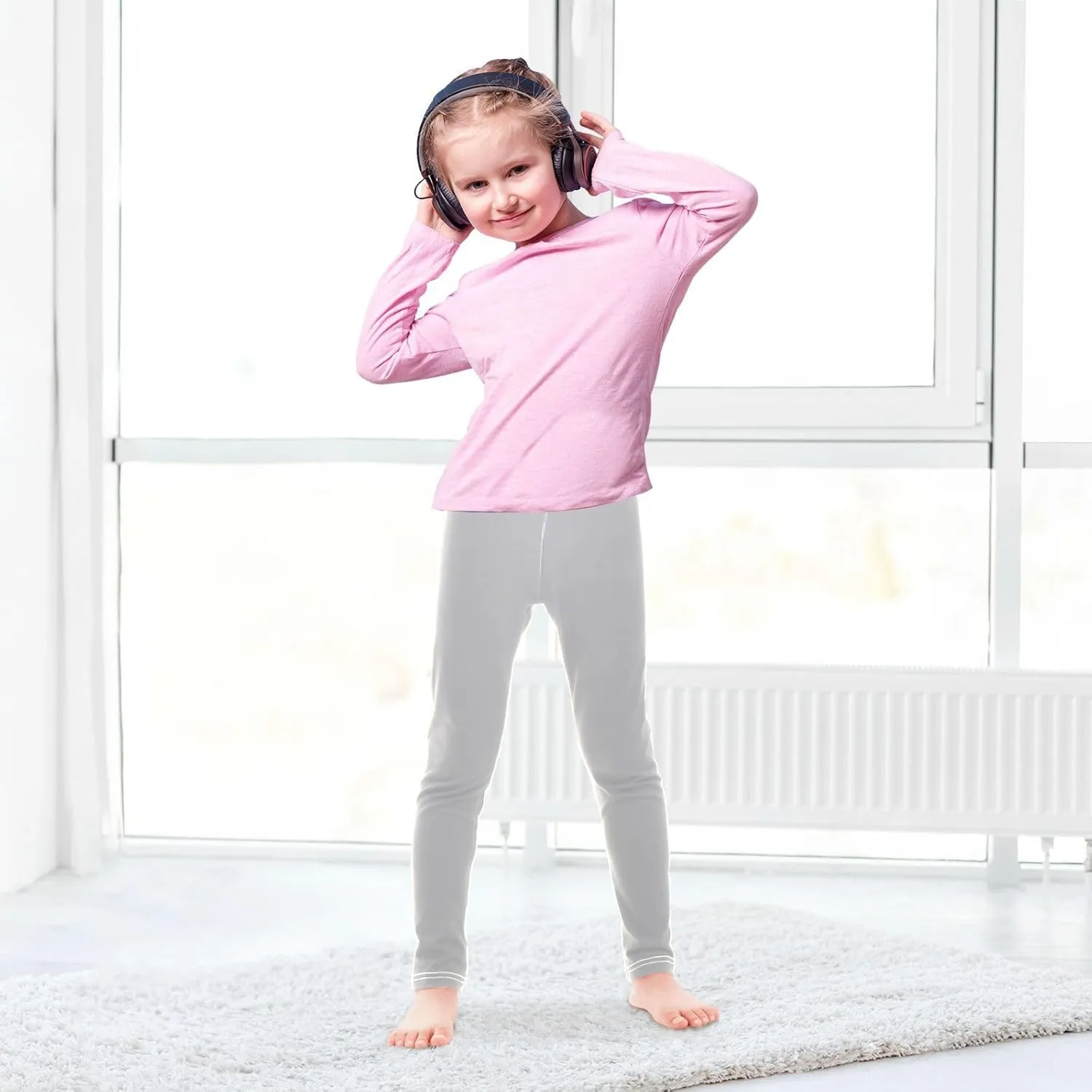 Girls' Leggings Light Grey Toddler Kids Stretch Yoga Pants Tights Dance Athletic Long Pants 4T