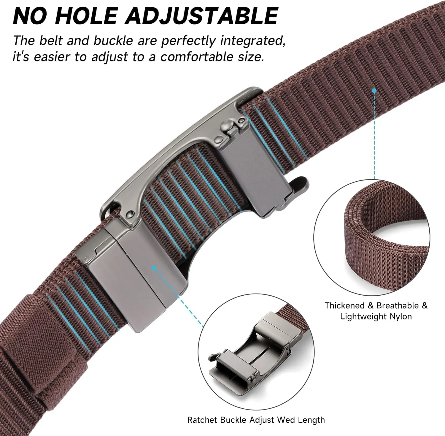 GOIACII Ratchet Tactical Gun Belt for Men Mens Golf Belt 1 3/8" Nylon Web Belt with Automatic Slide Buckle
