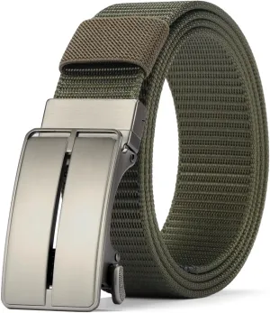 GOIACII Ratchet Tactical Gun Belt for Men Mens Golf Belt 1 3/8" Nylon Web Belt with Automatic Slide Buckle