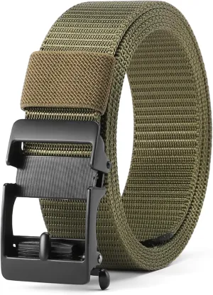 GOIACII Ratchet Tactical Gun Belt for Men Mens Golf Belt 1 3/8" Nylon Web Belt with Automatic Slide Buckle