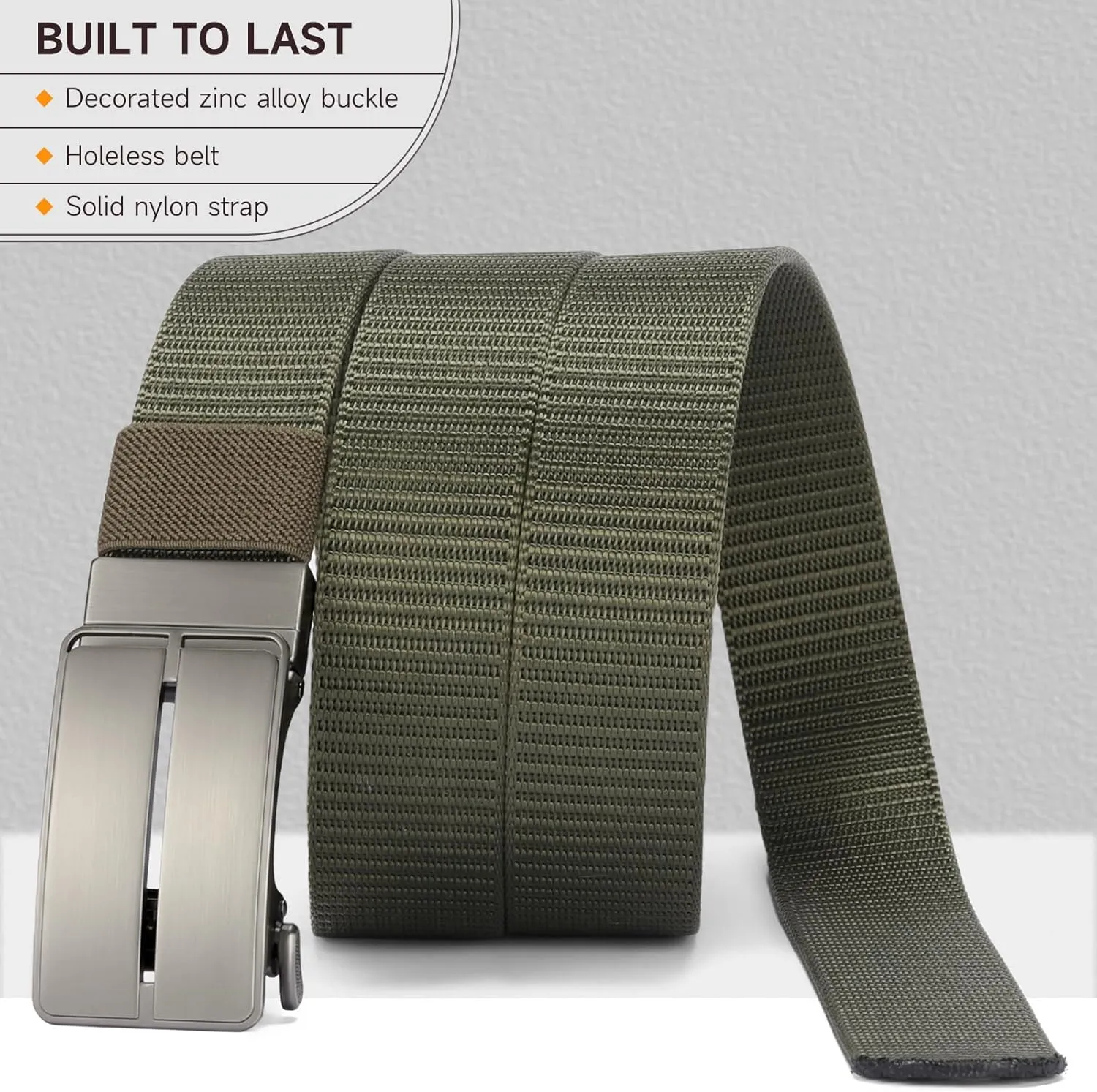 GOIACII Ratchet Tactical Gun Belt for Men Mens Golf Belt 1 3/8" Nylon Web Belt with Automatic Slide Buckle