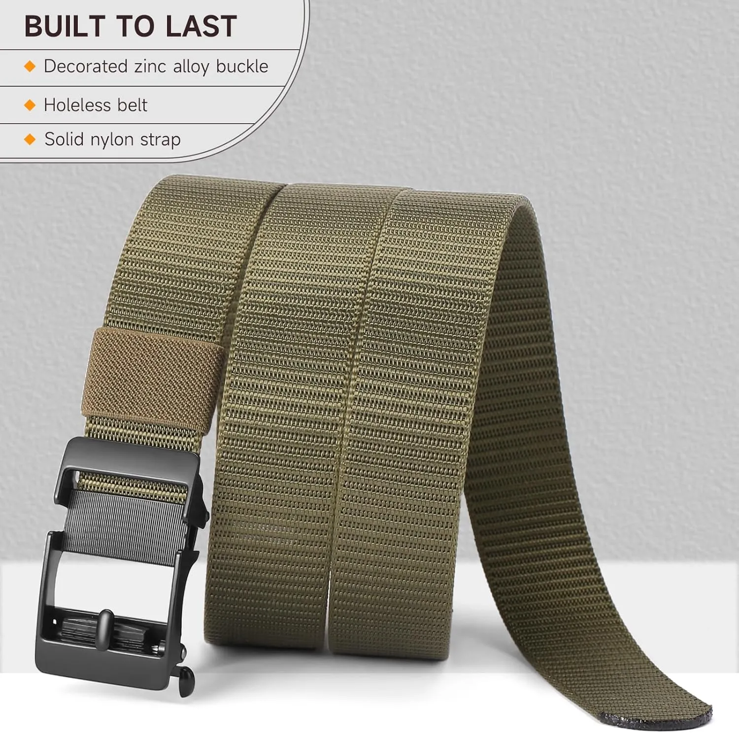 GOIACII Ratchet Tactical Gun Belt for Men Mens Golf Belt 1 3/8" Nylon Web Belt with Automatic Slide Buckle