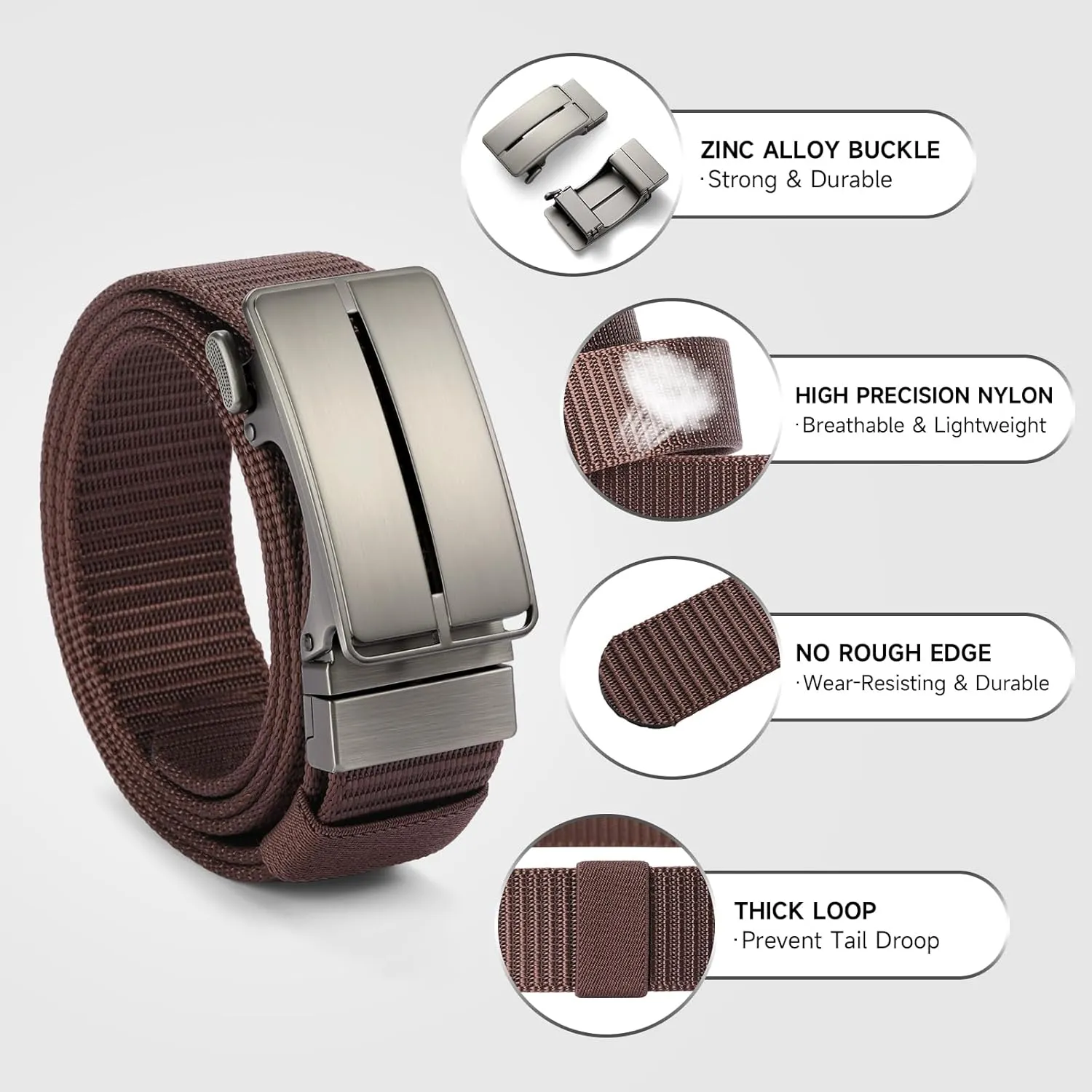 GOIACII Ratchet Tactical Gun Belt for Men Mens Golf Belt 1 3/8" Nylon Web Belt with Automatic Slide Buckle