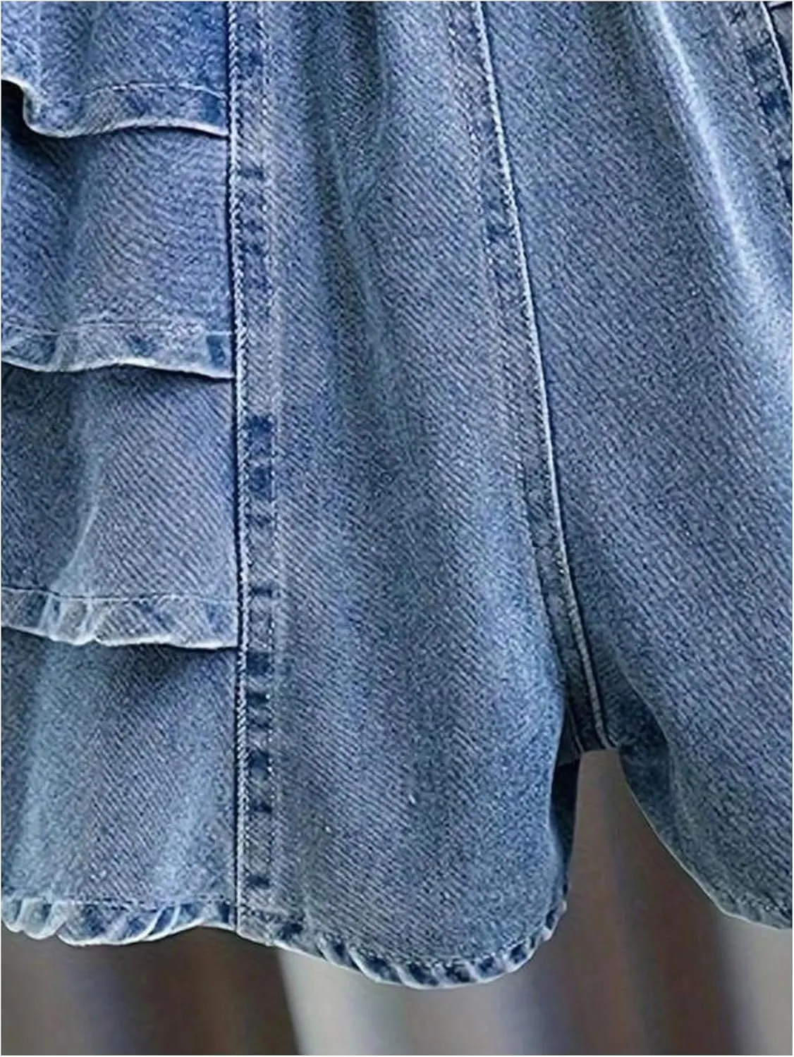 GORGLITTER Girl's Wide Leg Jean Shorts Cute Layered Ruffle Denim Shorts Summer High Waisted Shorts
