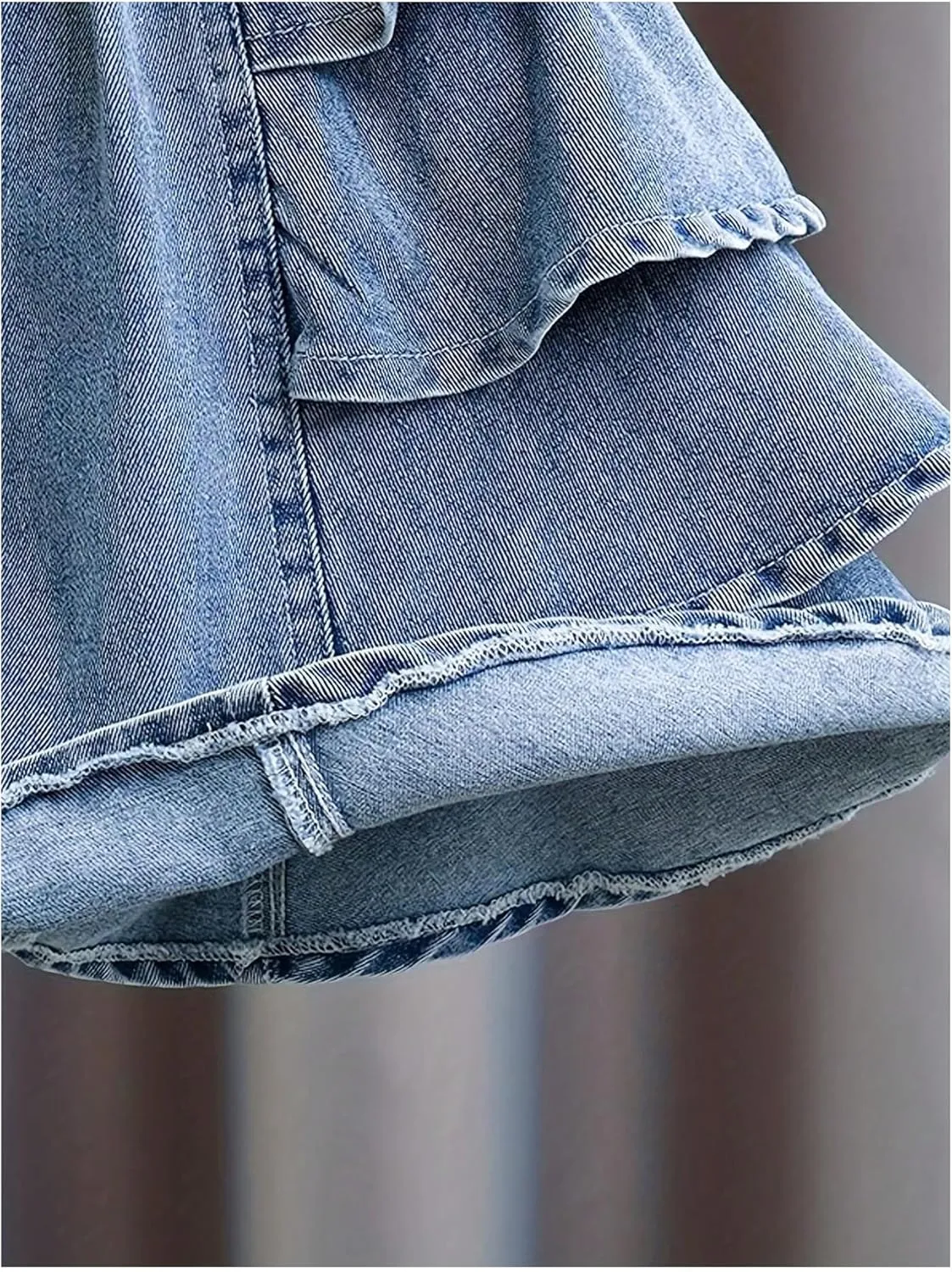 GORGLITTER Girl's Wide Leg Jean Shorts Cute Layered Ruffle Denim Shorts Summer High Waisted Shorts