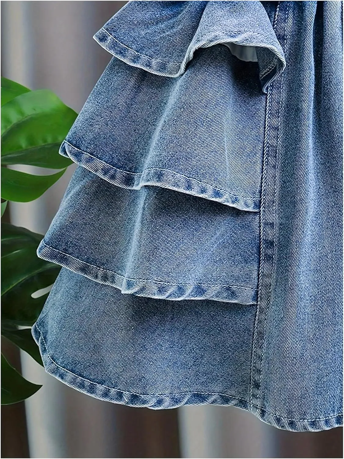 GORGLITTER Girl's Wide Leg Jean Shorts Cute Layered Ruffle Denim Shorts Summer High Waisted Shorts