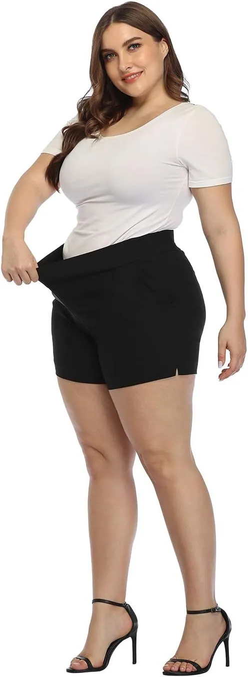 HDE Women's Plus Size Chino Shorts High Waisted 4" Inseam Summer Casual Shorts