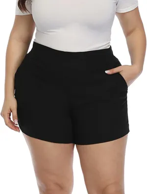 HDE Women's Plus Size Chino Shorts High Waisted 4" Inseam Summer Casual Shorts