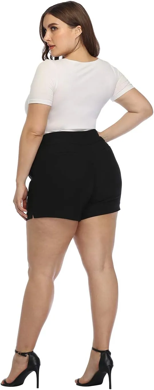 HDE Women's Plus Size Chino Shorts High Waisted 4" Inseam Summer Casual Shorts