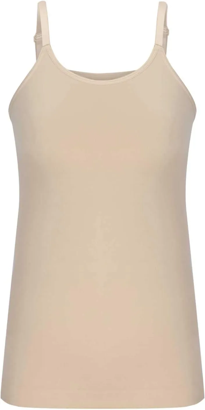 HGps8w Plus Size Women Seamless Classic Camisole Ladies Adjustable Spaghetti Strap Basic Long Cami Tunic Tank Top