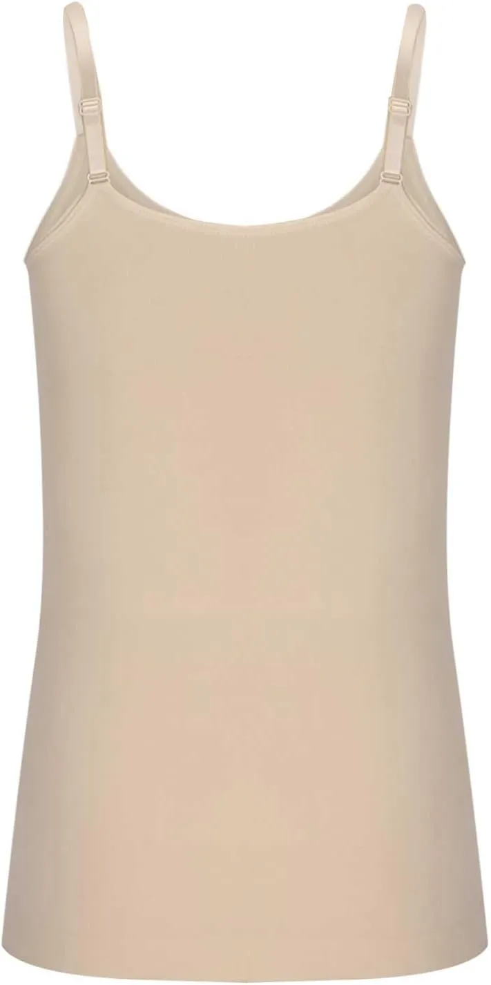 HGps8w Plus Size Women Seamless Classic Camisole Ladies Adjustable Spaghetti Strap Basic Long Cami Tunic Tank Top