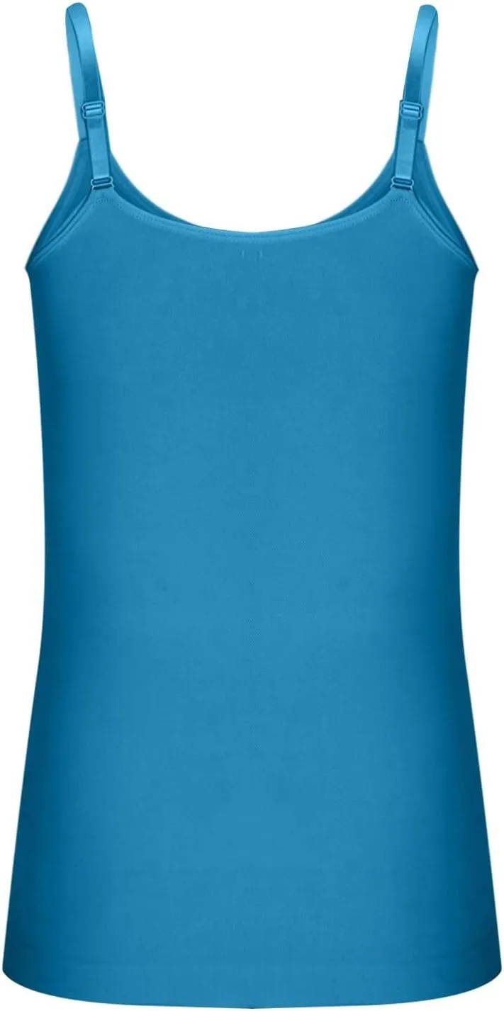 HGps8w Plus Size Women Seamless Classic Camisole Ladies Adjustable Spaghetti Strap Basic Long Cami Tunic Tank Top