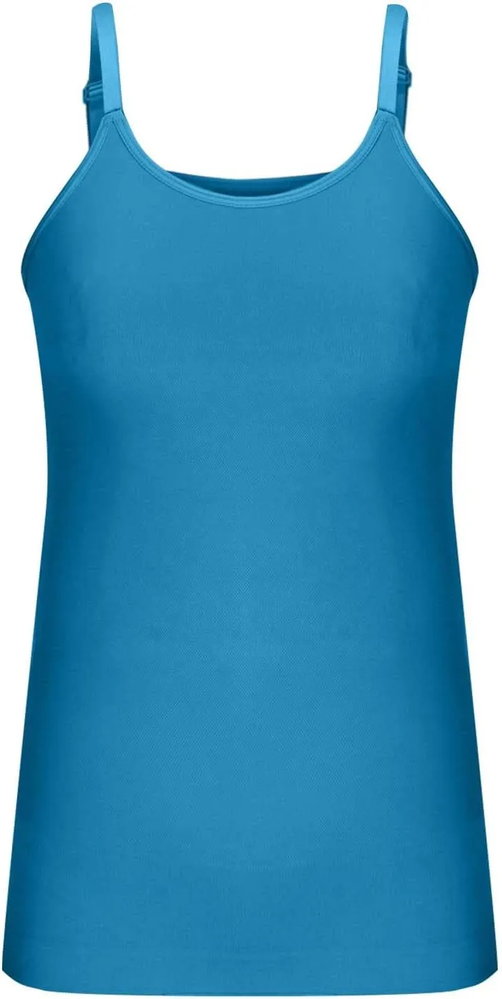 HGps8w Plus Size Women Seamless Classic Camisole Ladies Adjustable Spaghetti Strap Basic Long Cami Tunic Tank Top