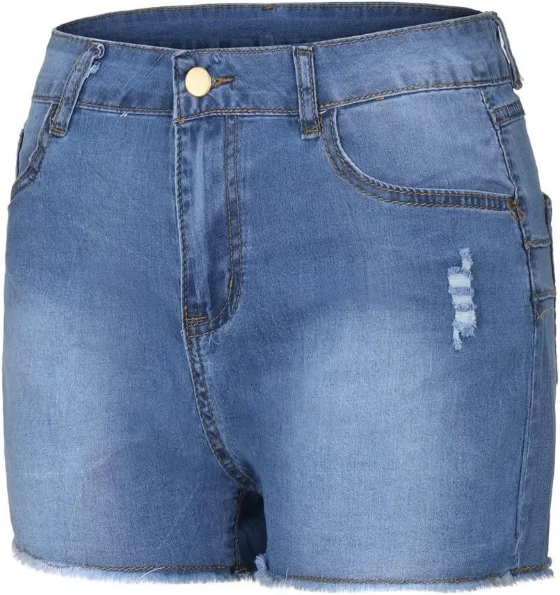 High Waisted Jean Shorts Womens Juniors Casual Summer Stretchy Jean Shorts Butt Lifting Tummy Control Denim Shorts