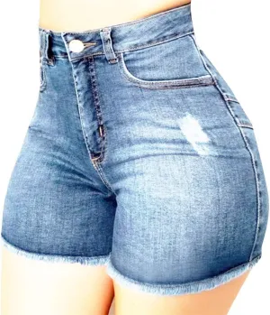 High Waisted Jean Shorts Womens Juniors Casual Summer Stretchy Jean Shorts Butt Lifting Tummy Control Denim Shorts