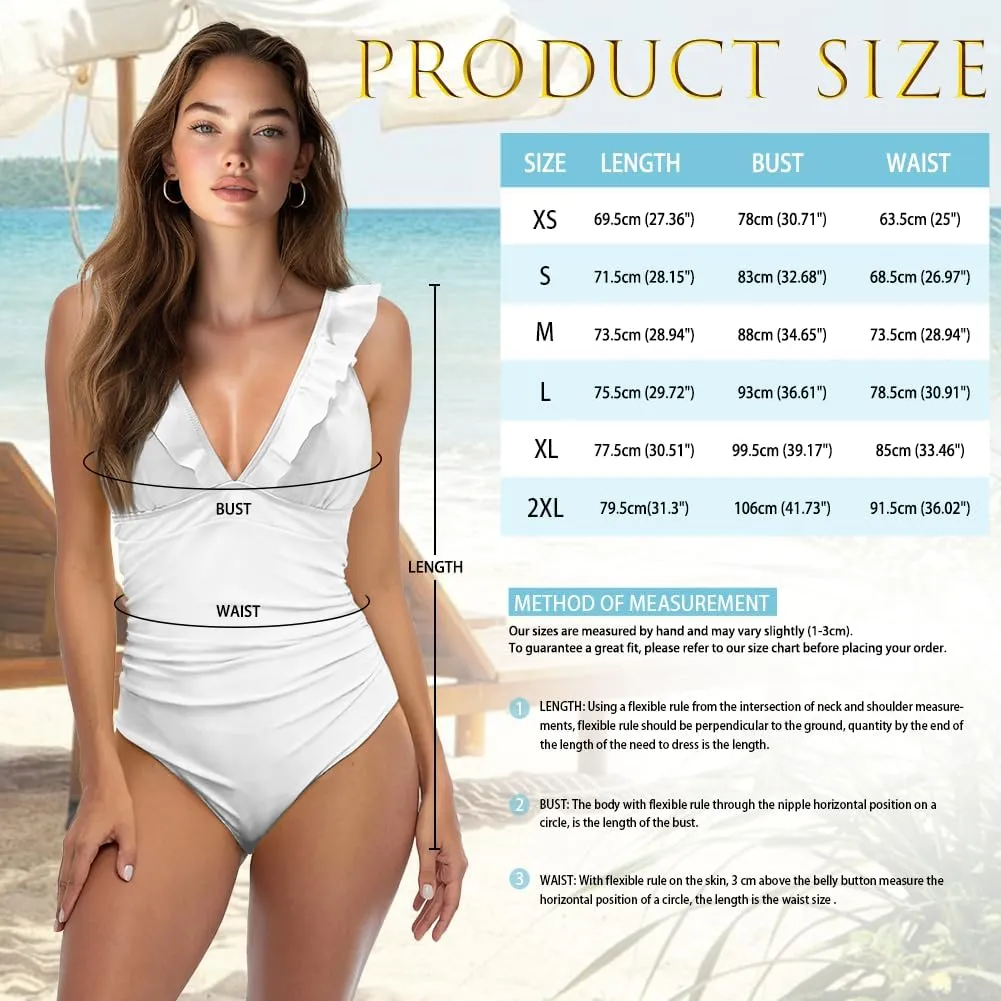 Howilath Fruit Print One Piece Swimsuits for Women Ruched Ruffle Bathing Suit Tummy Control Bikini for Pool Party