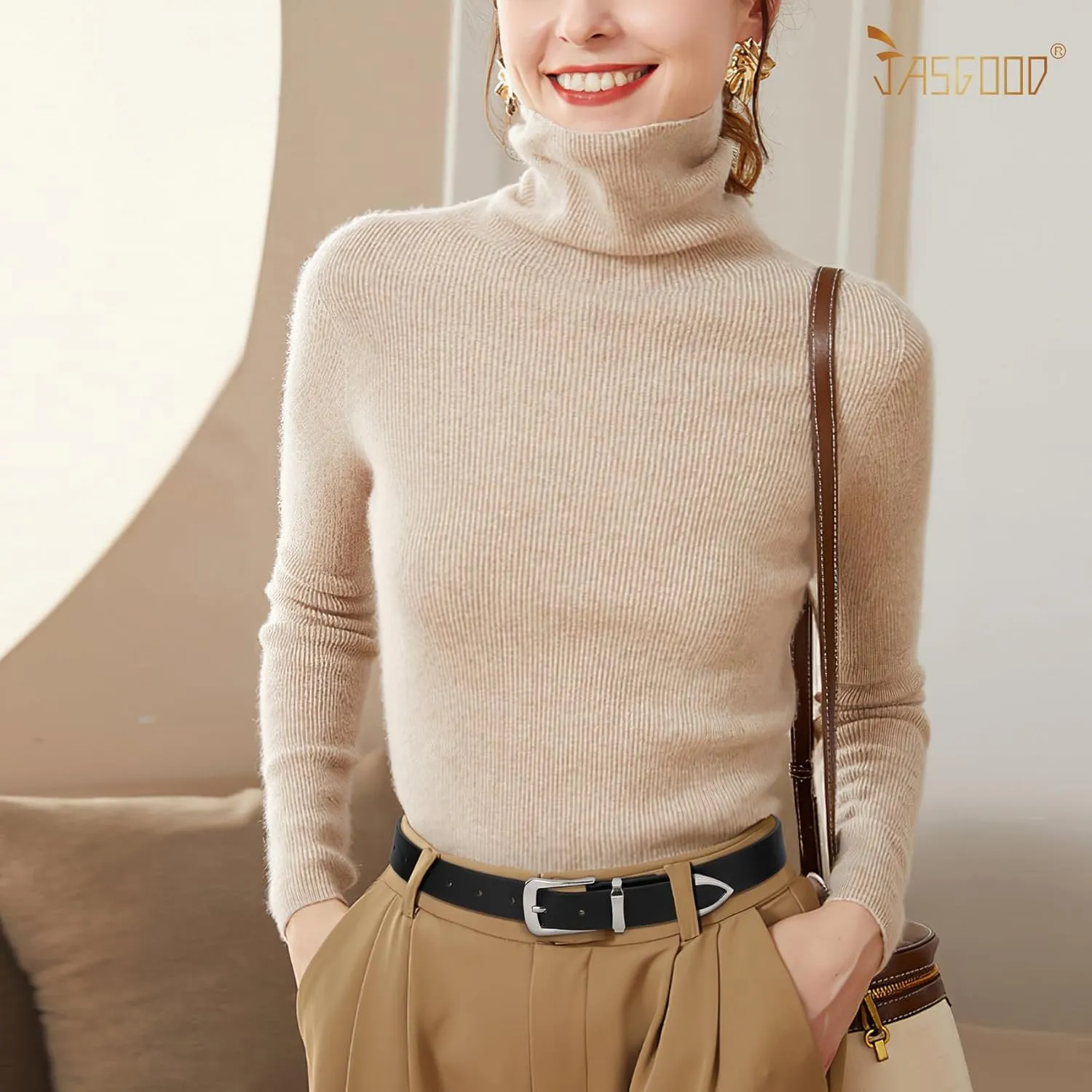 JASGOOD Women Leather Belt for Jeans Pants Ladies Waist Belt for Dress with Metal Buckle
