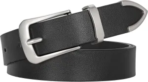 JASGOOD Women Leather Belt for Jeans Pants Ladies Waist Belt for Dress with Metal Buckle