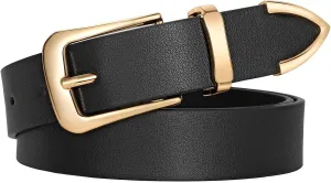 JASGOOD Women Leather Belt for Jeans Pants Ladies Waist Belt for Dress with Metal Buckle