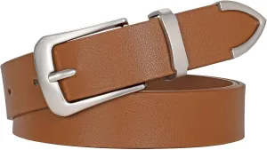 JASGOOD Women Leather Belt for Jeans Pants Ladies Waist Belt for Dress with Metal Buckle