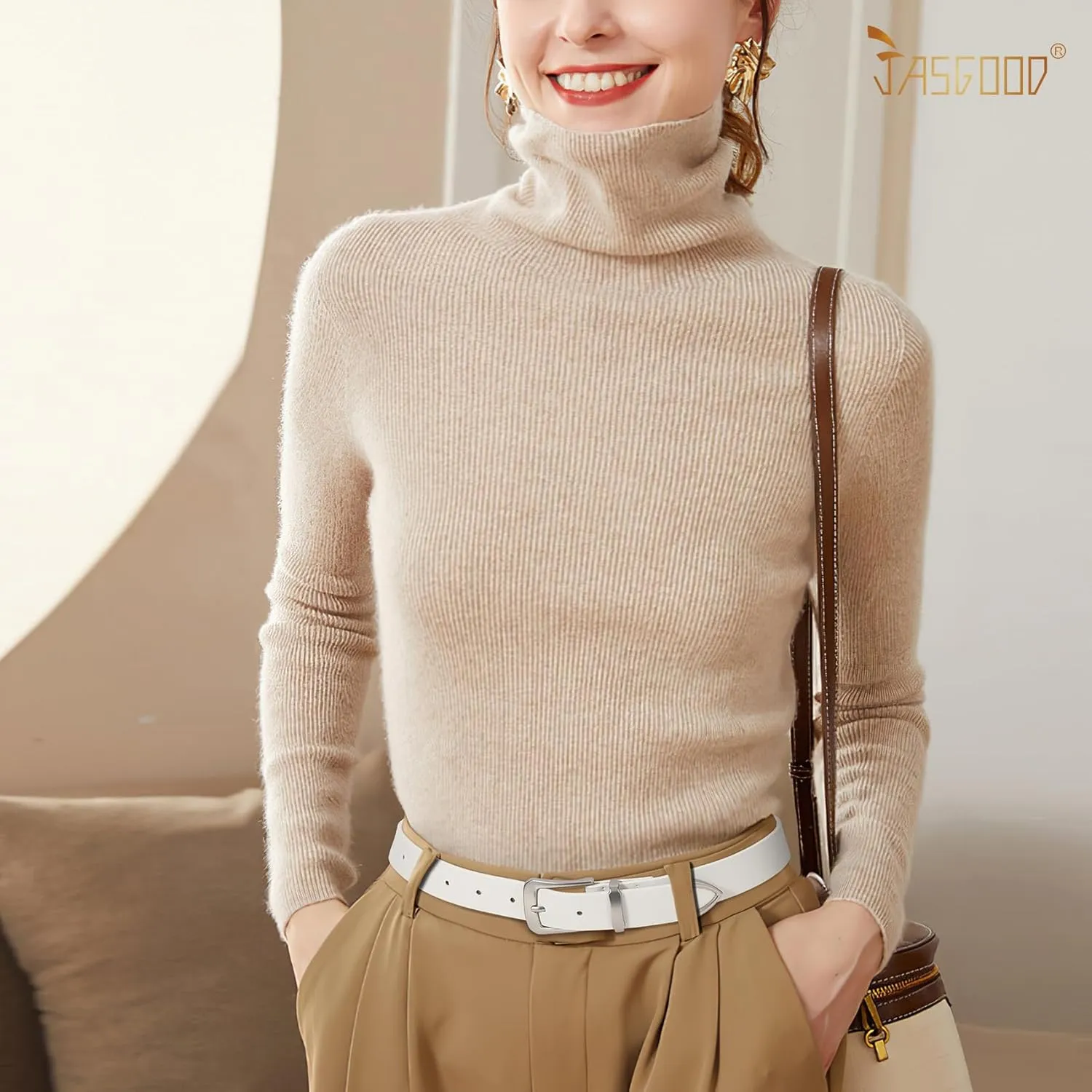 JASGOOD Women Leather Belt for Jeans Pants Ladies Waist Belt for Dress with Metal Buckle