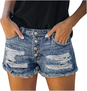 Jean Shorts for Women Denim High Waisted Stretchy Summer 2024 Casual Frayed Denim Short Pull On Hot Shorts Trendy