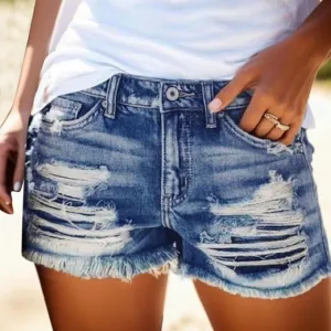 Jean Shorts for Women Denim High Waisted Stretchy Summer 2024 Casual Frayed Denim Short Pull On Hot Shorts Trendy