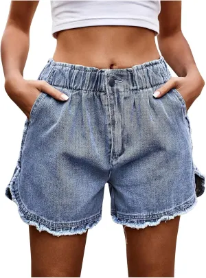 Jean Shorts Womens Comfy Casual High Waisted Denim Shorts Pants with Pockets Trendy