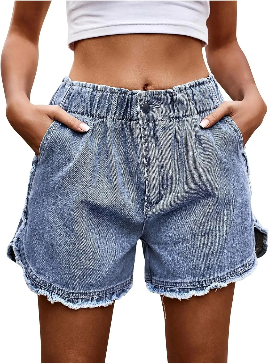 Jean Shorts Womens Comfy Casual High Waisted Denim Shorts Pants with Pockets Trendy