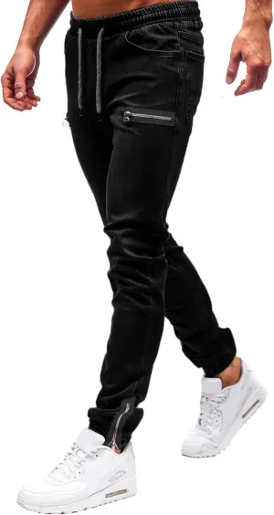 Jeans for Men Relaxed Fit Trousers Pure Colour Jean with Zipper Pocket Jean Trouser Solid Fashion Loose Wide Men's