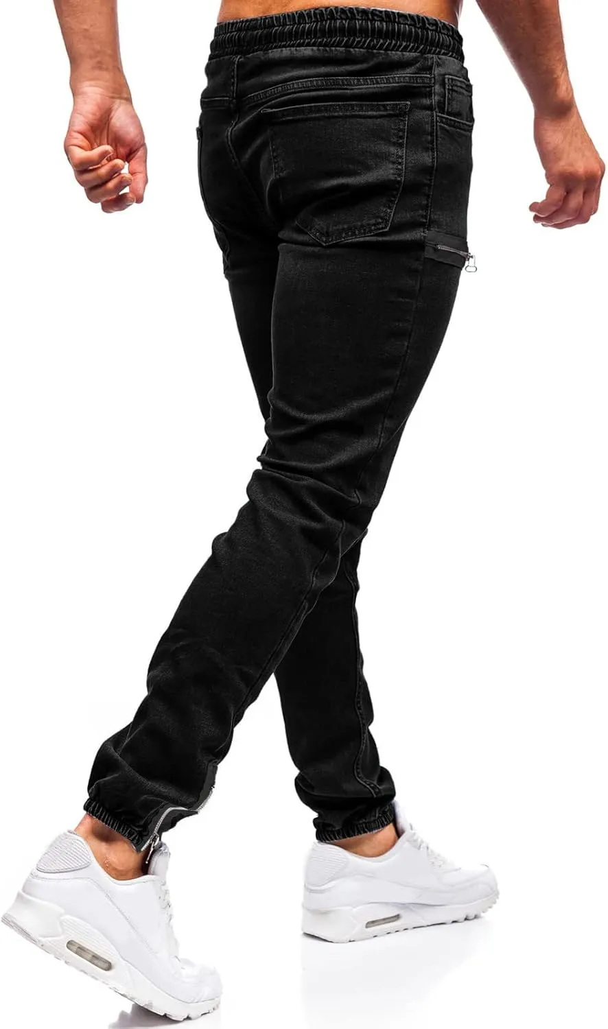Jeans for Men Relaxed Fit Trousers Pure Colour Jean with Zipper Pocket Jean Trouser Solid Fashion Loose Wide Men's