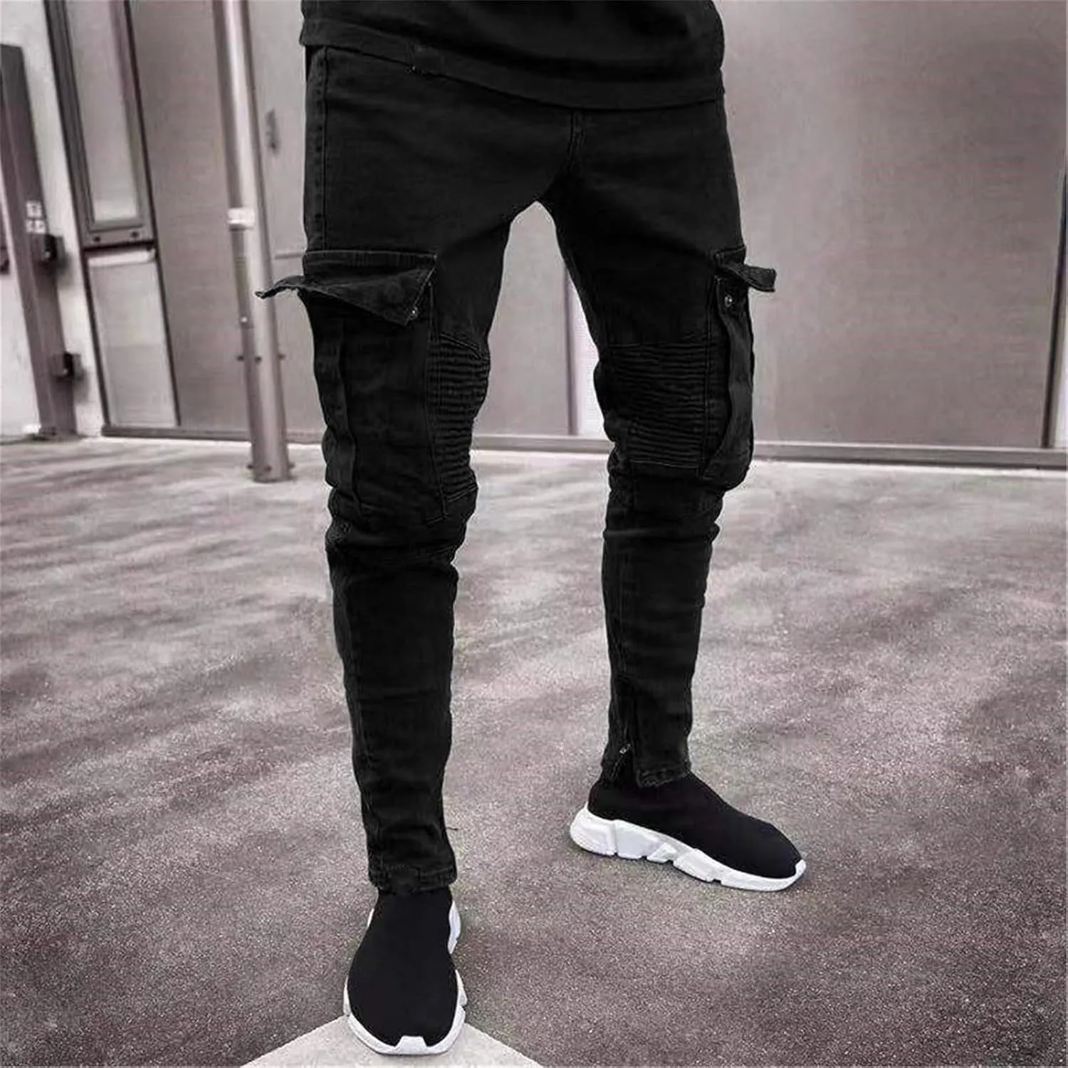 Jeans for Men Skinny Stretch High Waisted Jeans Straight Leg Pants Fashion Trousers Classic 5 Pocket Streetwear