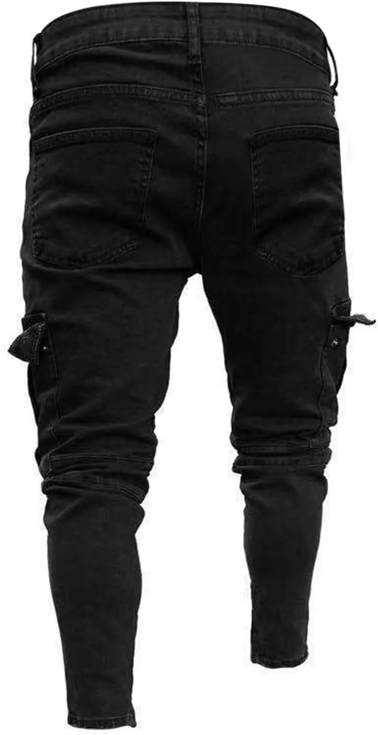 Jeans for Men Skinny Stretch High Waisted Jeans Straight Leg Pants Fashion Trousers Classic 5 Pocket Streetwear
