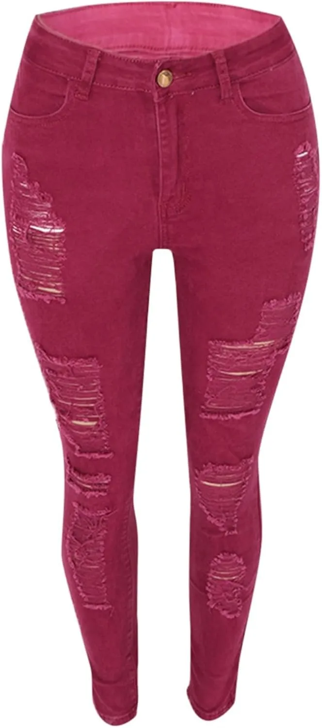 Jeans for Women Ripped Distressed High Waisted Mom Butt Lifting Bootcut Pants Skinny Casual 2024 Legging Petite Jeans