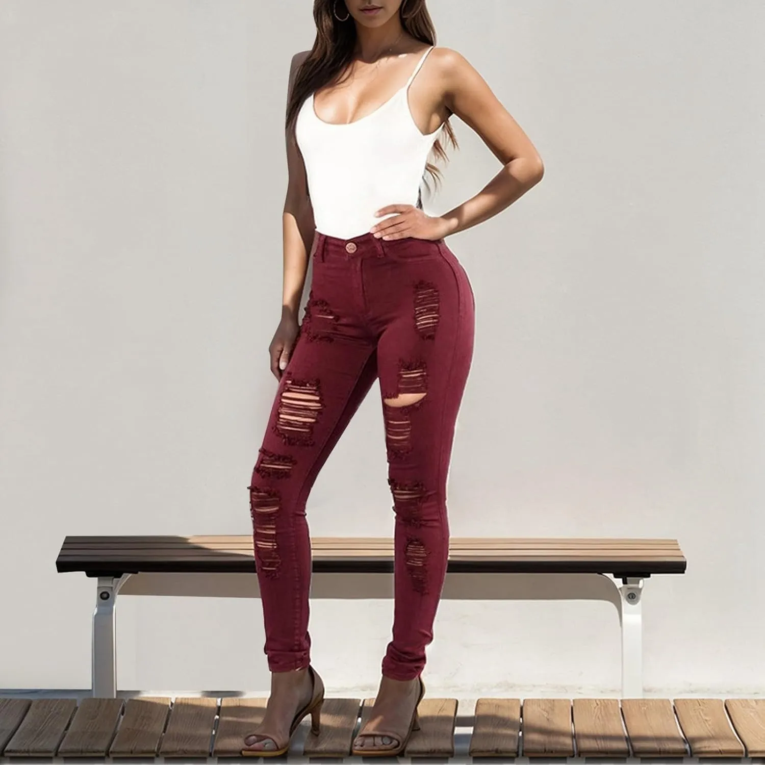 Jeans for Women Ripped Distressed High Waisted Mom Butt Lifting Bootcut Pants Skinny Casual 2024 Legging Petite Jeans
