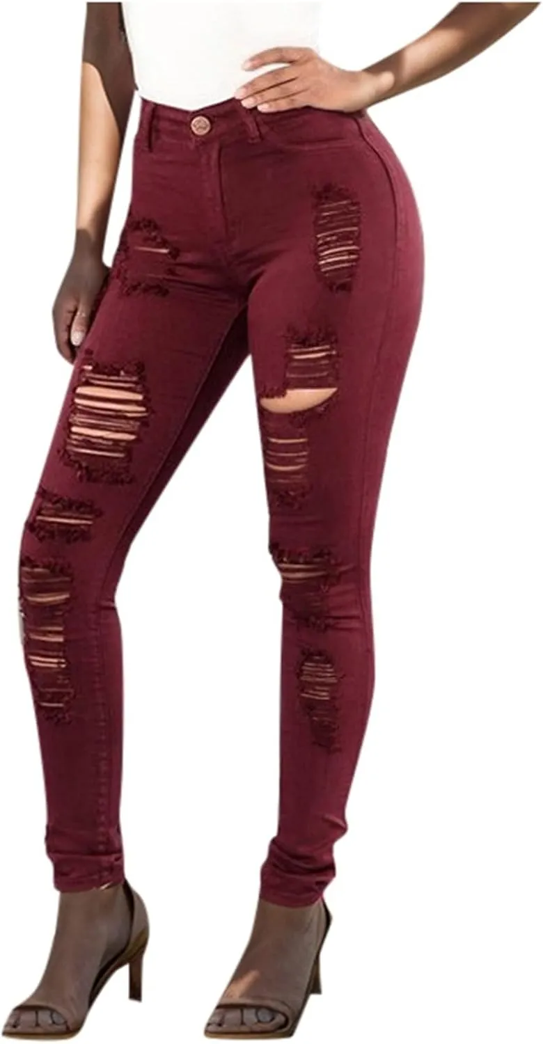 Jeans for Women Ripped Distressed High Waisted Mom Butt Lifting Bootcut Pants Skinny Casual 2024 Legging Petite Jeans