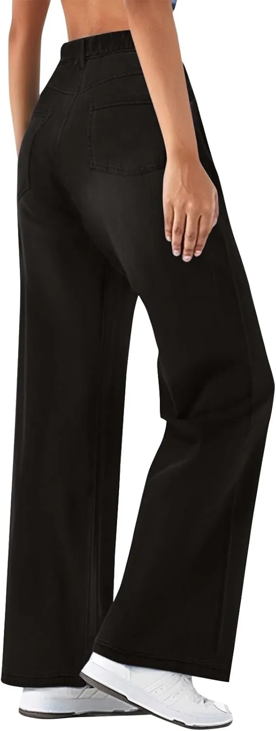Jeans for Women, Sweatpants Relaxed Wide Leg Jeans High Waisted Straight Denim