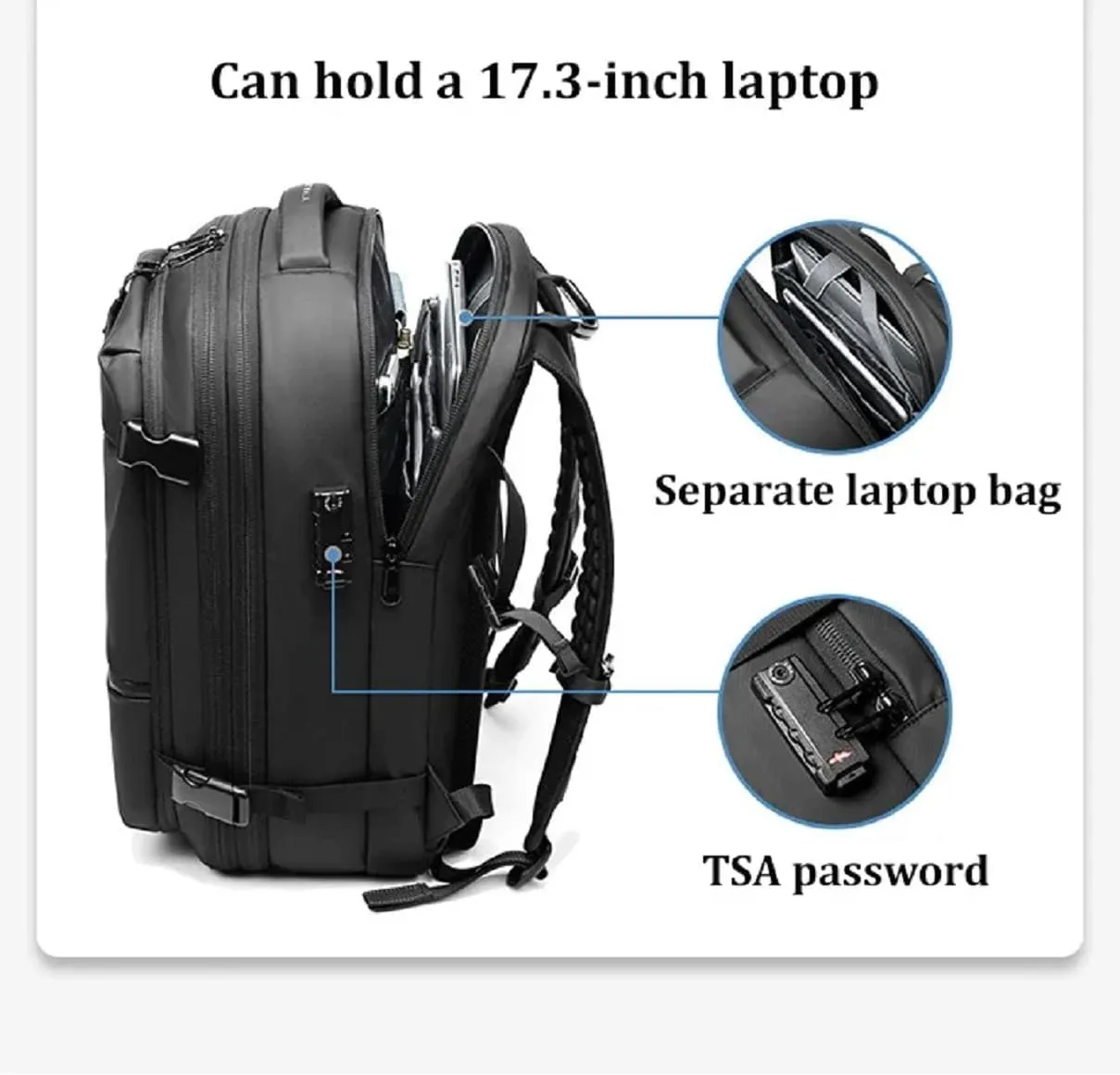 Kapley Vacpack Backpack, Vacuum Large-capacity Compression Backpack, Men's Multifunction Expandable Carry On Travel Backpack (Black, with Pocket Vaccum)