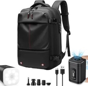 Kapley Vacpack Backpack, Vacuum Large-capacity Compression Backpack, Men's Multifunction Expandable Carry On Travel Backpack (Black, with Pocket Vaccum)