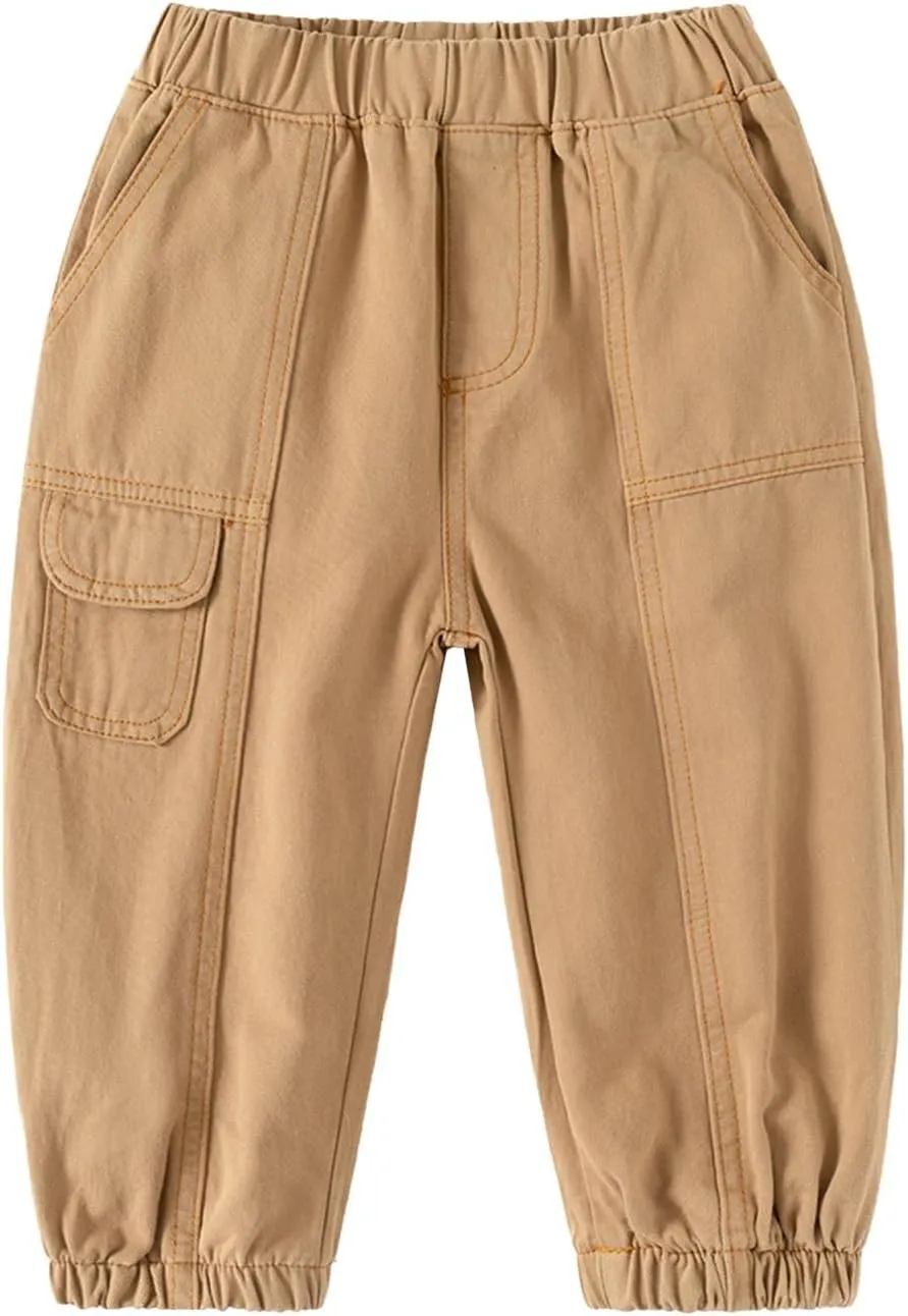 Kids Boys Cargo Pants Elastic Waist Baggy Joggers Light Leisure Toddler Trousers Hiking Outdoor Activities