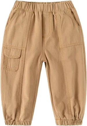 Kids Boys Cargo Pants Elastic Waist Baggy Joggers Light Leisure Toddler Trousers Hiking Outdoor Activities