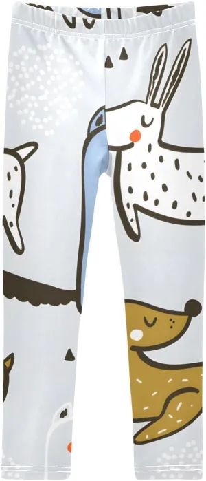 Leggings for Girls Casual Yoga Pants Dance Pants Tights Trousers Girls Stretch Pants, Cute Dog Friends Light, 5T