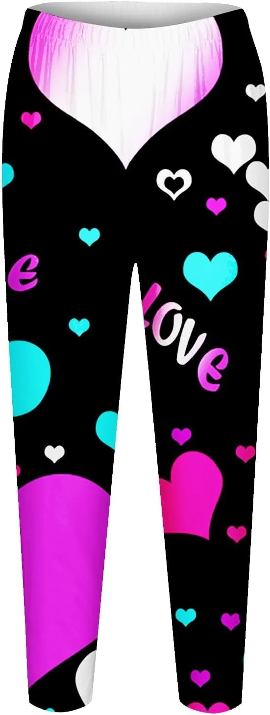 Leggings for Women Tall Length Plus Size Valentine's Day Heart Leggings Workout Pants Plus Size