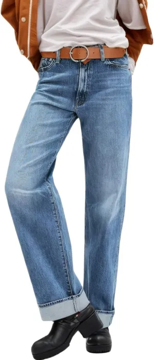 LifeShe Cuffed Jeans for Women Mid Rise Stretchy Straight Leg Jeans Casual Boyfriend Denim Pants